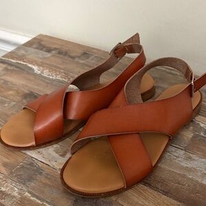Cynthia Rowley Brown Cross-Strap Sandals 10